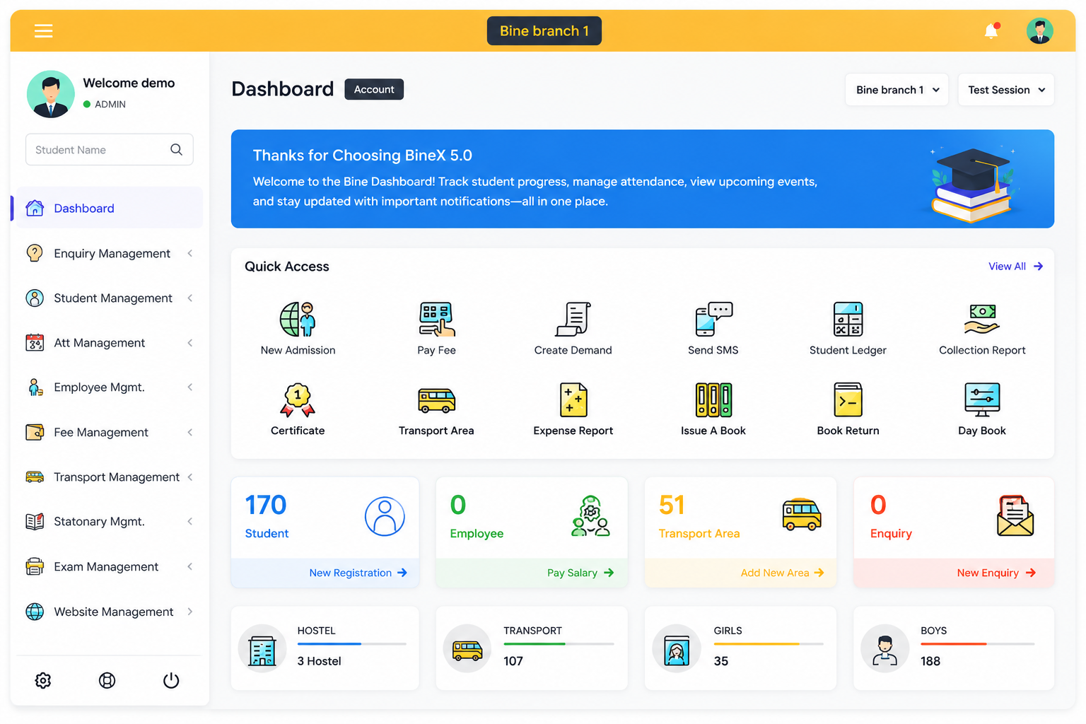 Bine Dashboard Mockup